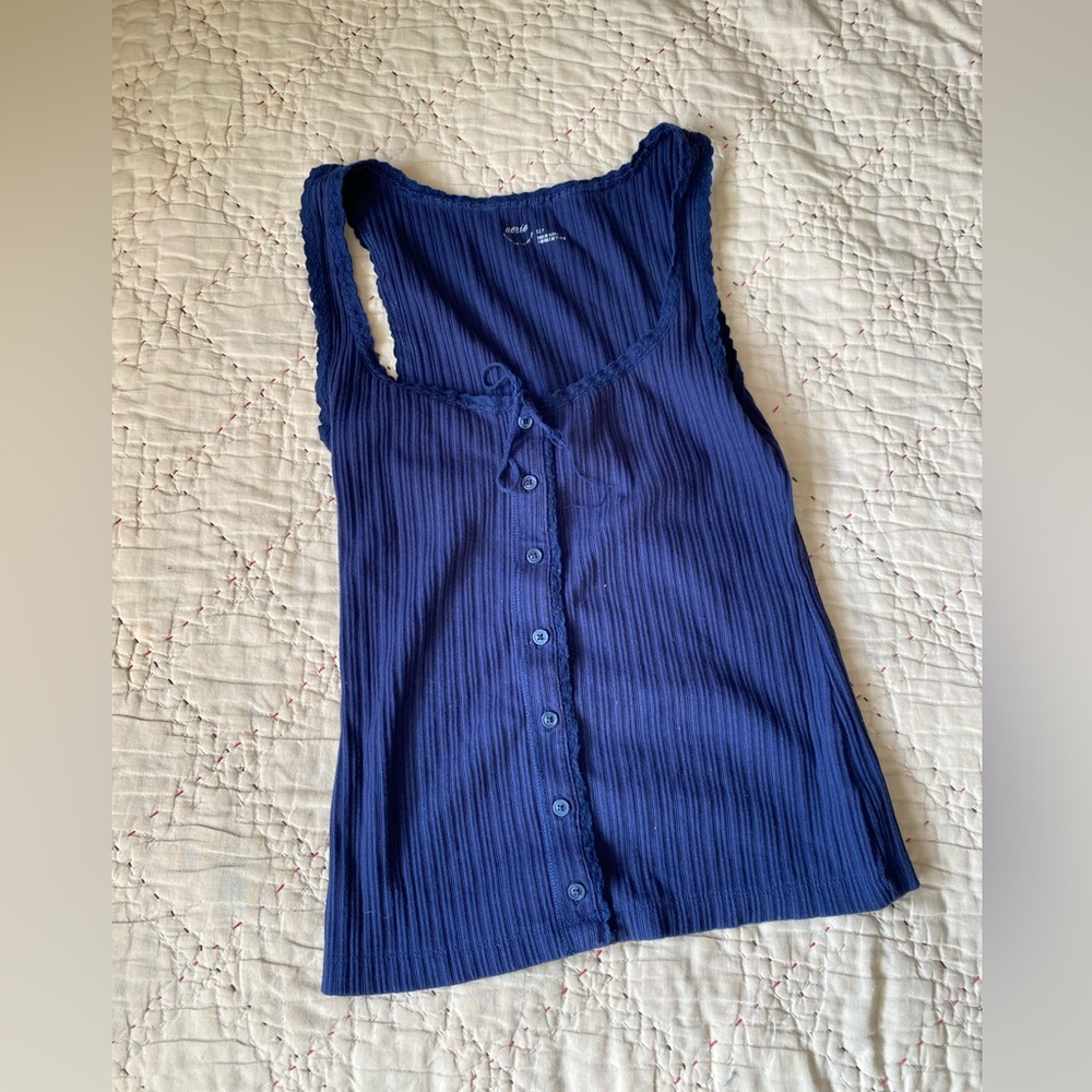 Aerie Blue Ribbed Tank